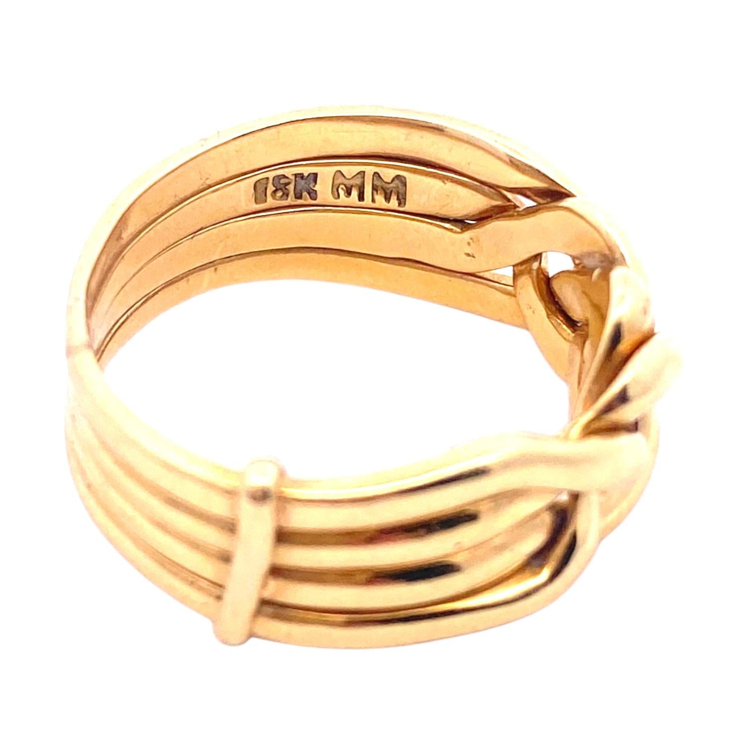 Vintage 18K Yellow Gold Puzzle Ring Size 7