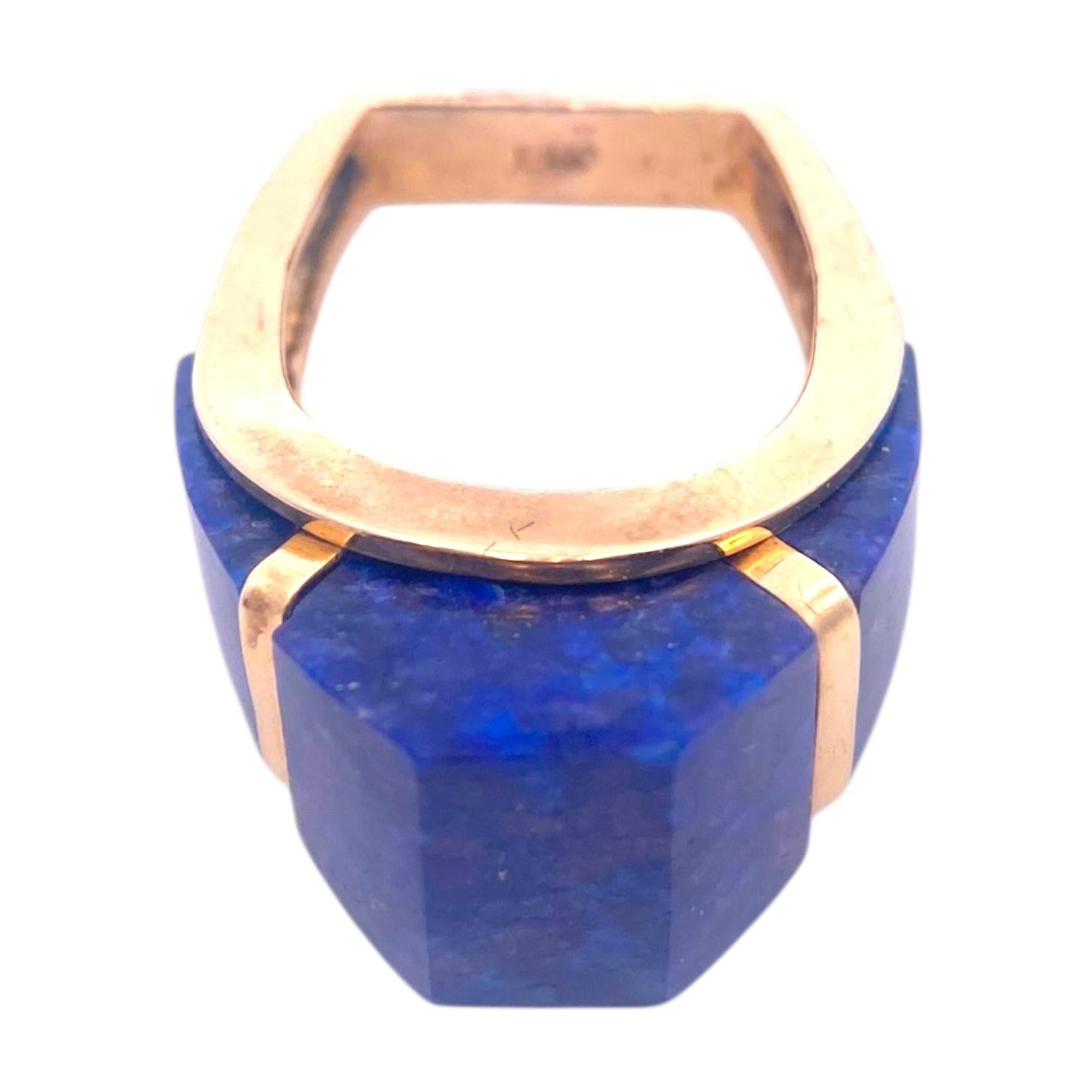 Mid-Century Design 14K Lapis Lazuli Ring