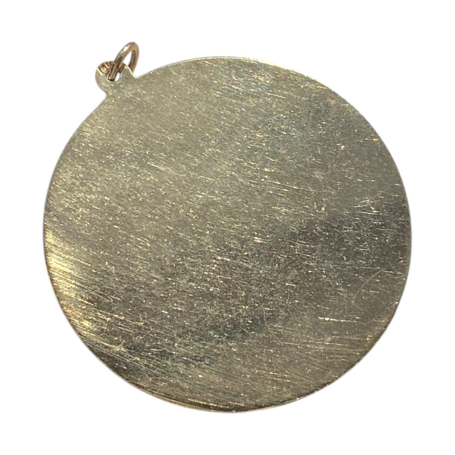 Vintage 10K Cupid and Hearts Large Disc Charm Pendant