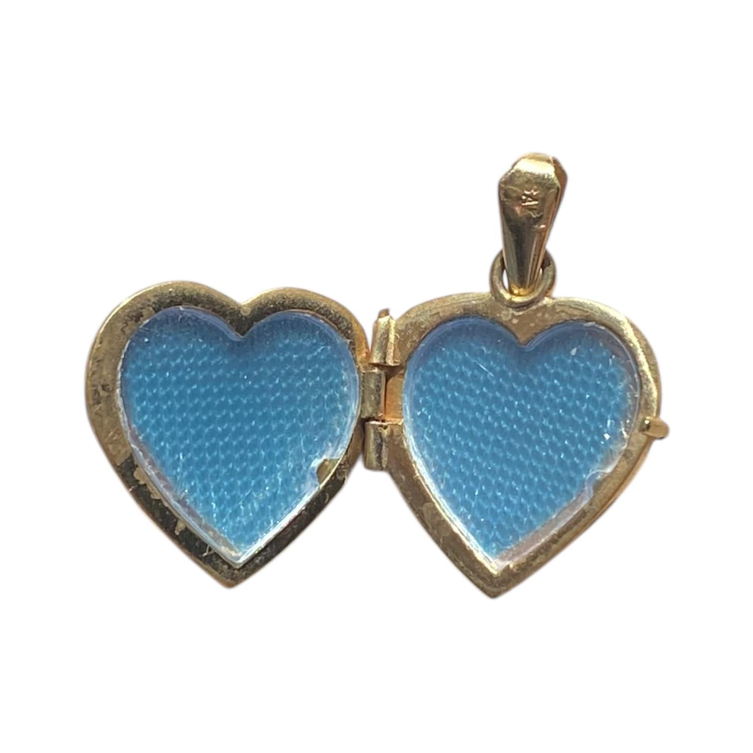 Vintage 14K Yellow Gold Heart Locket Pendant