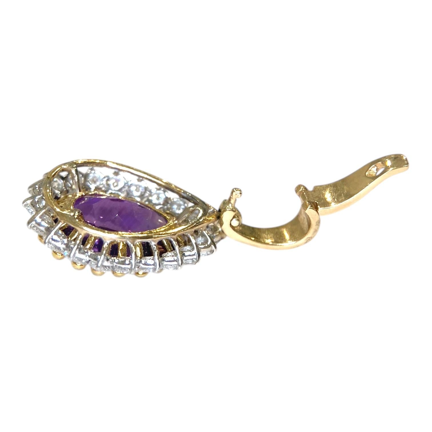 Vintage 14K Gold Amethyst & Diamond Pendant Enhancer