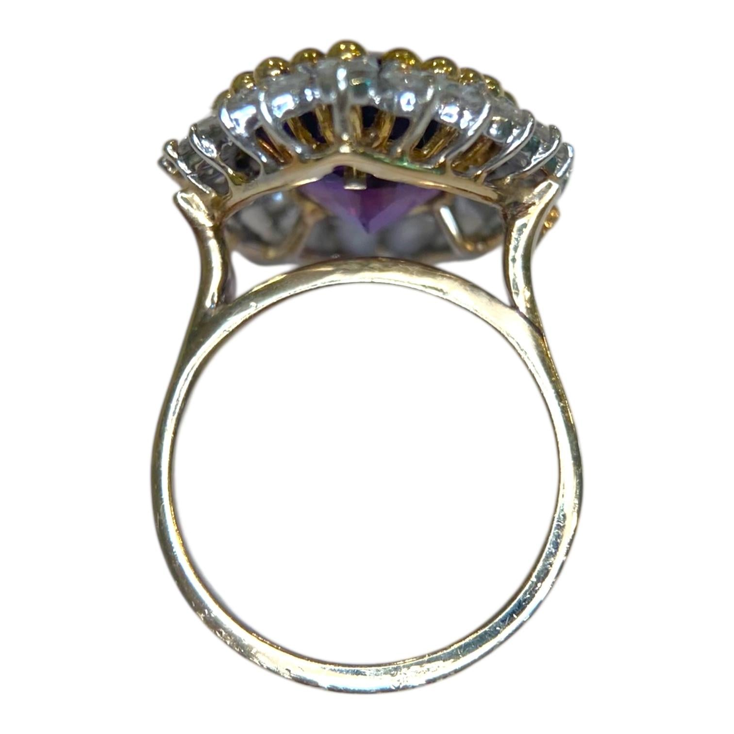 Vintage 14K Gold Amethyst & Diamond Ring