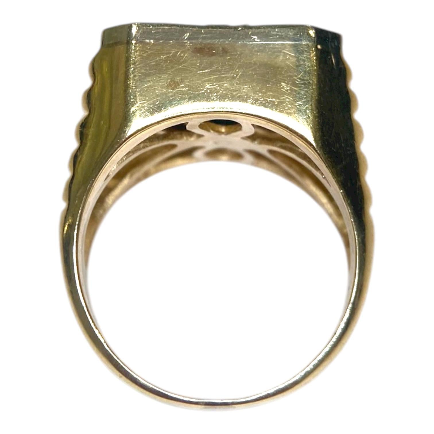 Vintage 14K Gold Onyx Floating Diamond Ring