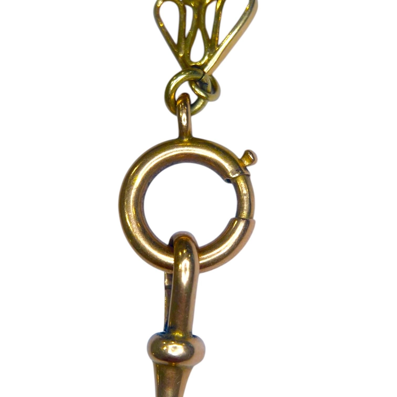 Antique 16K Yellow Gold Long Watch Chain Link Necklace