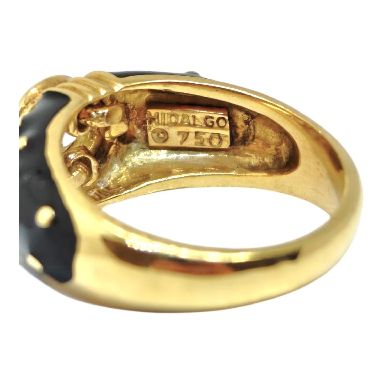 Vintage HIDALGO 18K Black Enamel Diamond Solitaire Ring