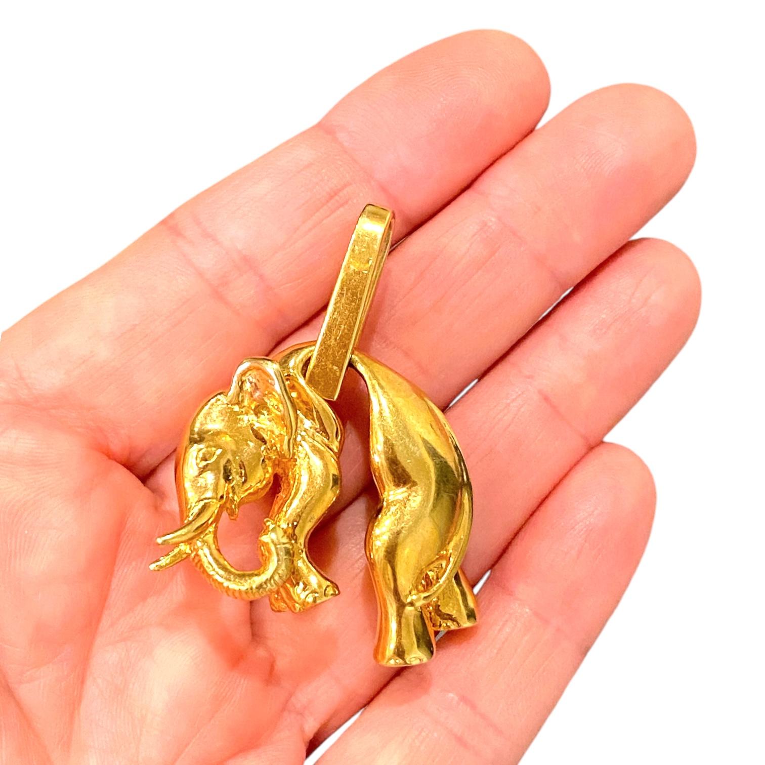 Large 18K Gold Elephant Pendant