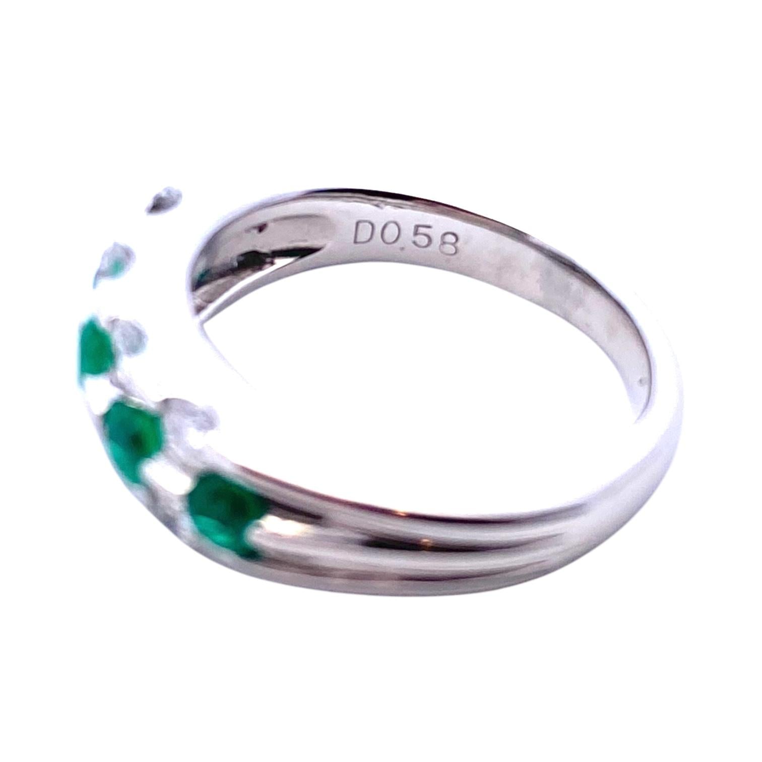 Vintage Platinum Emerald and Diamond Band Ring