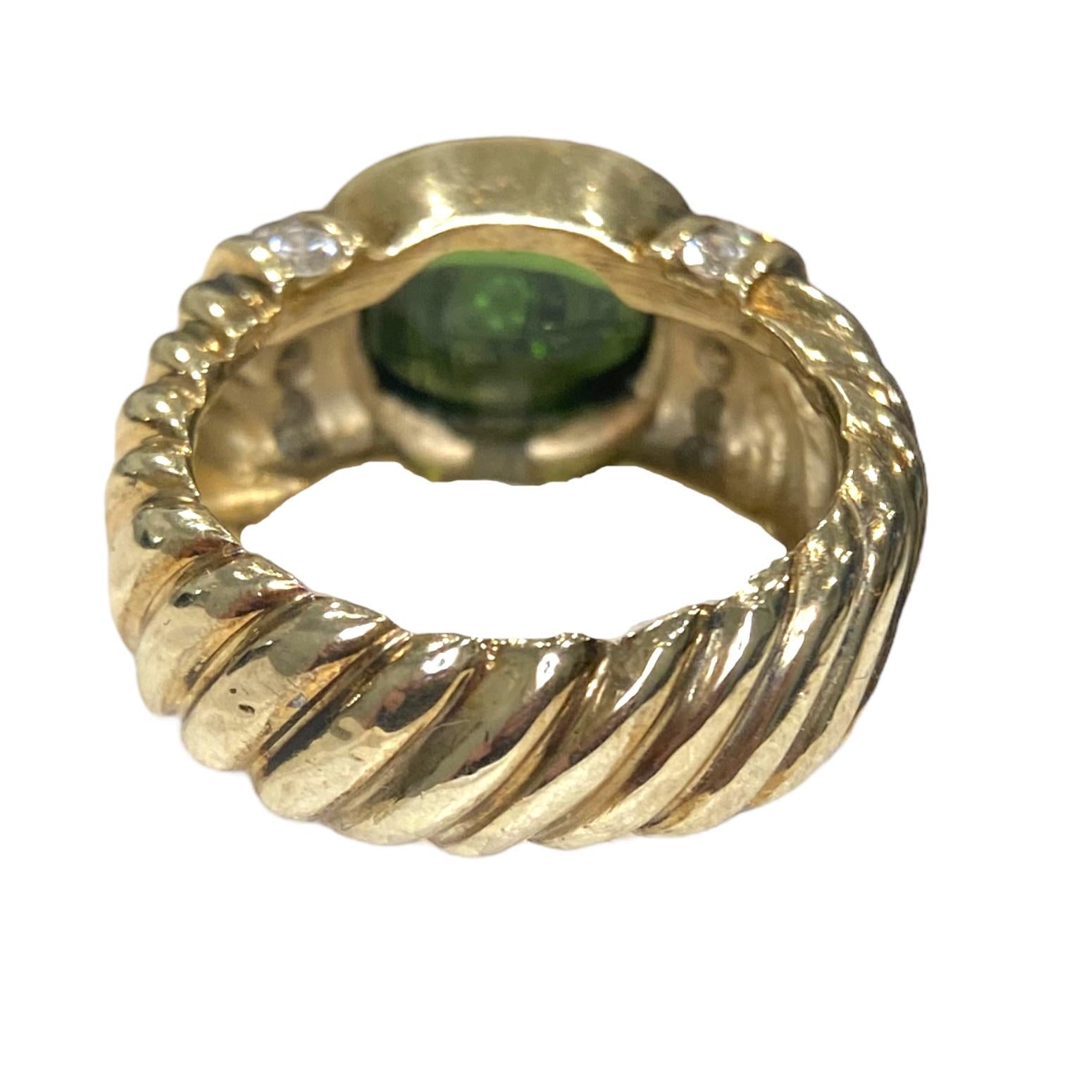 Vintage 14K Green Tourmaline Diamond Earrings