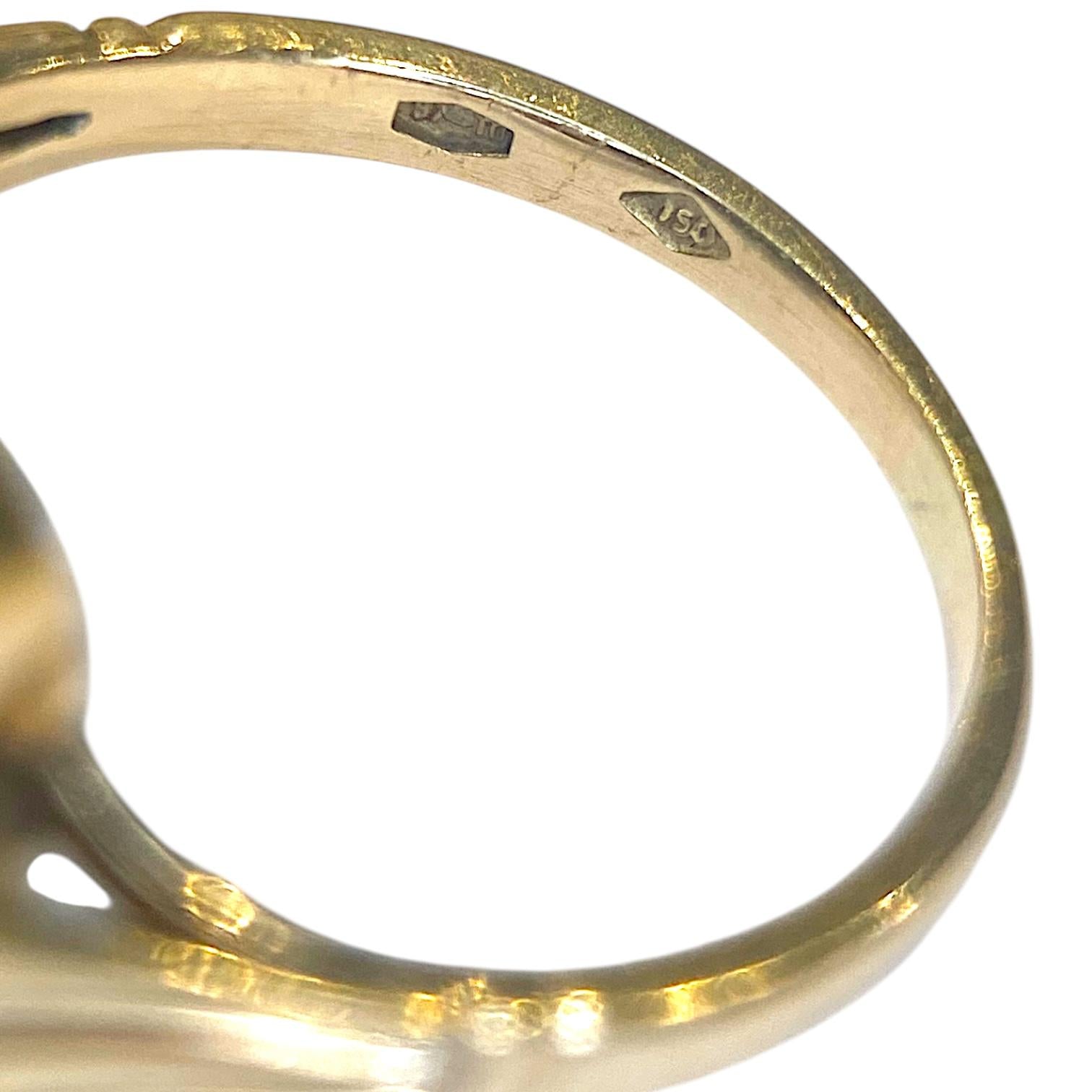 Vintage 18K Gold Emerald Diamond Ring