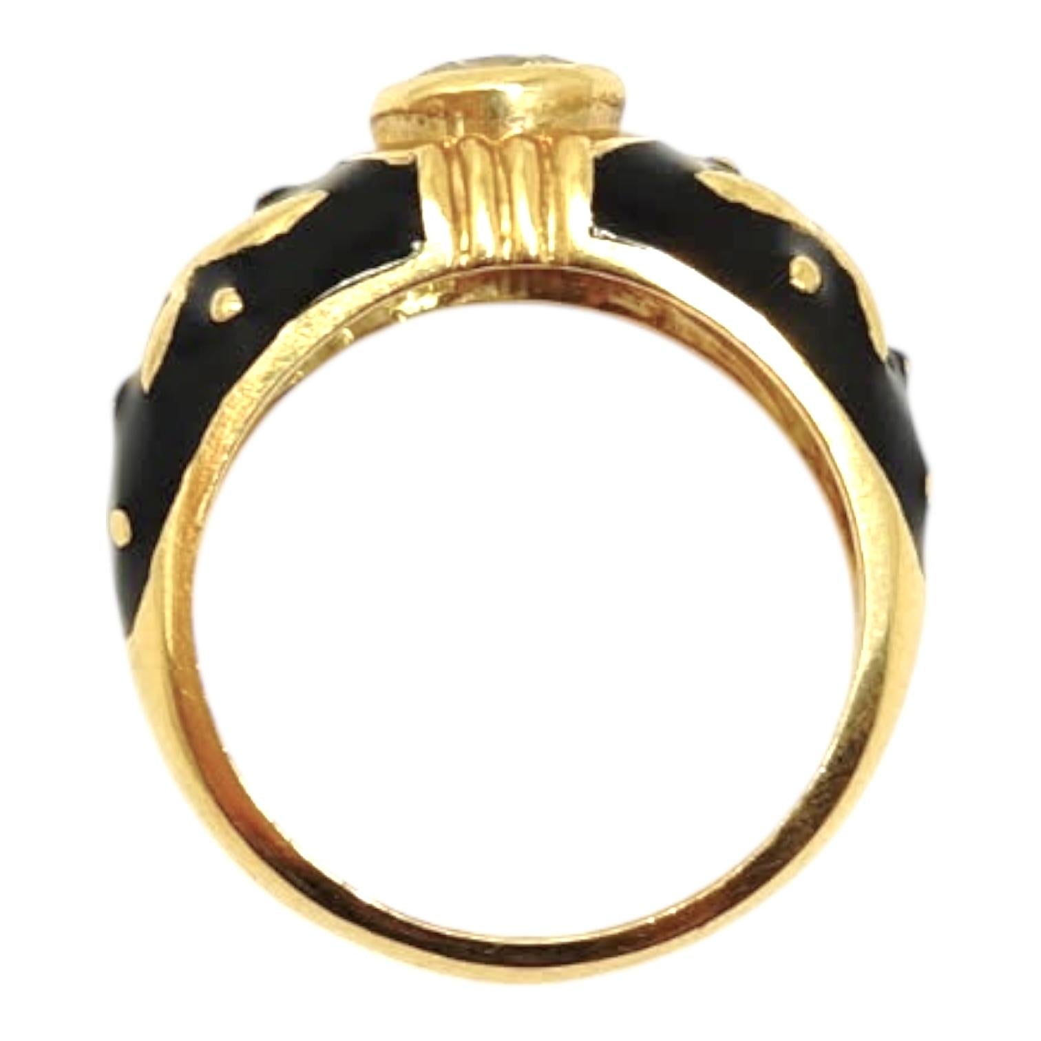 Vintage HIDALGO 18K Black Enamel Diamond Solitaire Ring