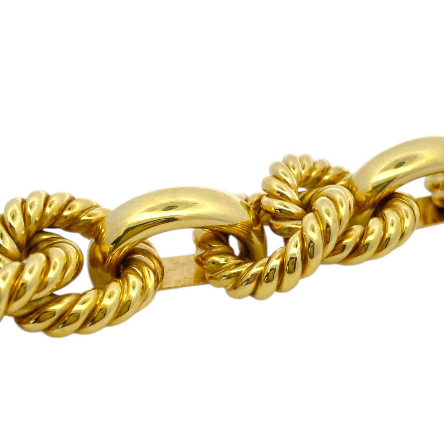 Vintage Italian 18K Yellow Gold Large Rope Style Link Bracelet