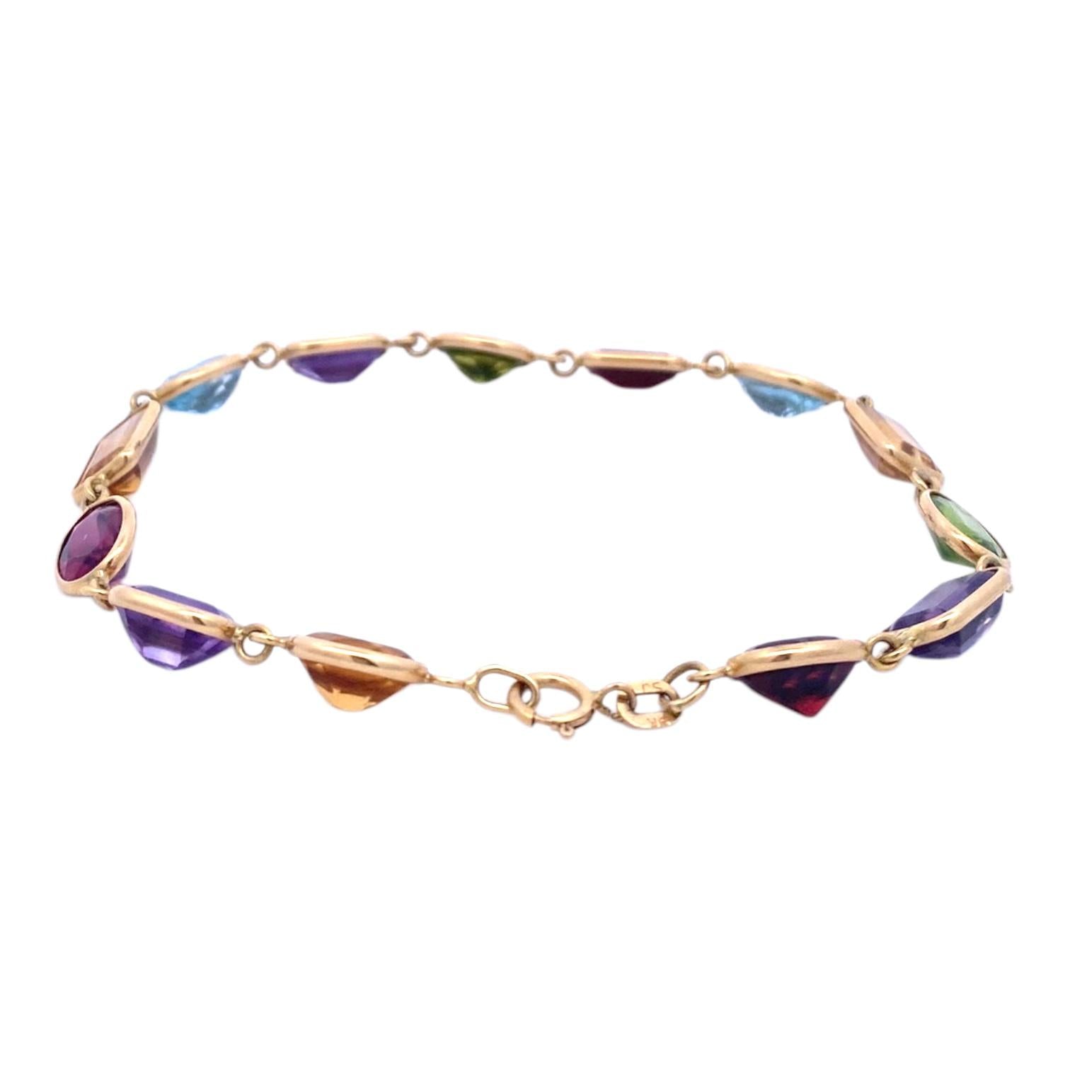Vintage 18K Gold Multi Gemstone Bracelet