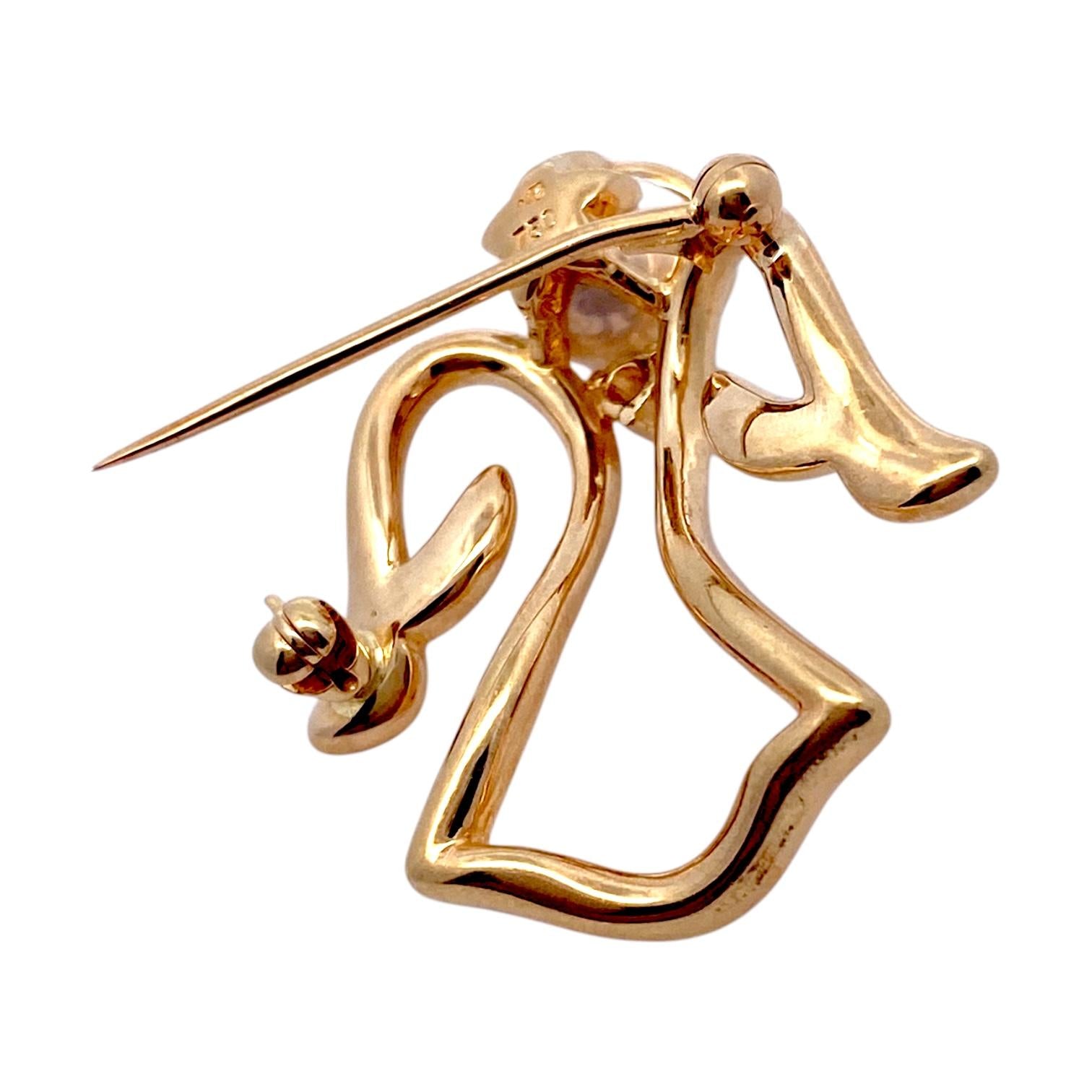 Mikimoto 18K Gold Akoya Pearl and Diamond Angel Pin Brooch