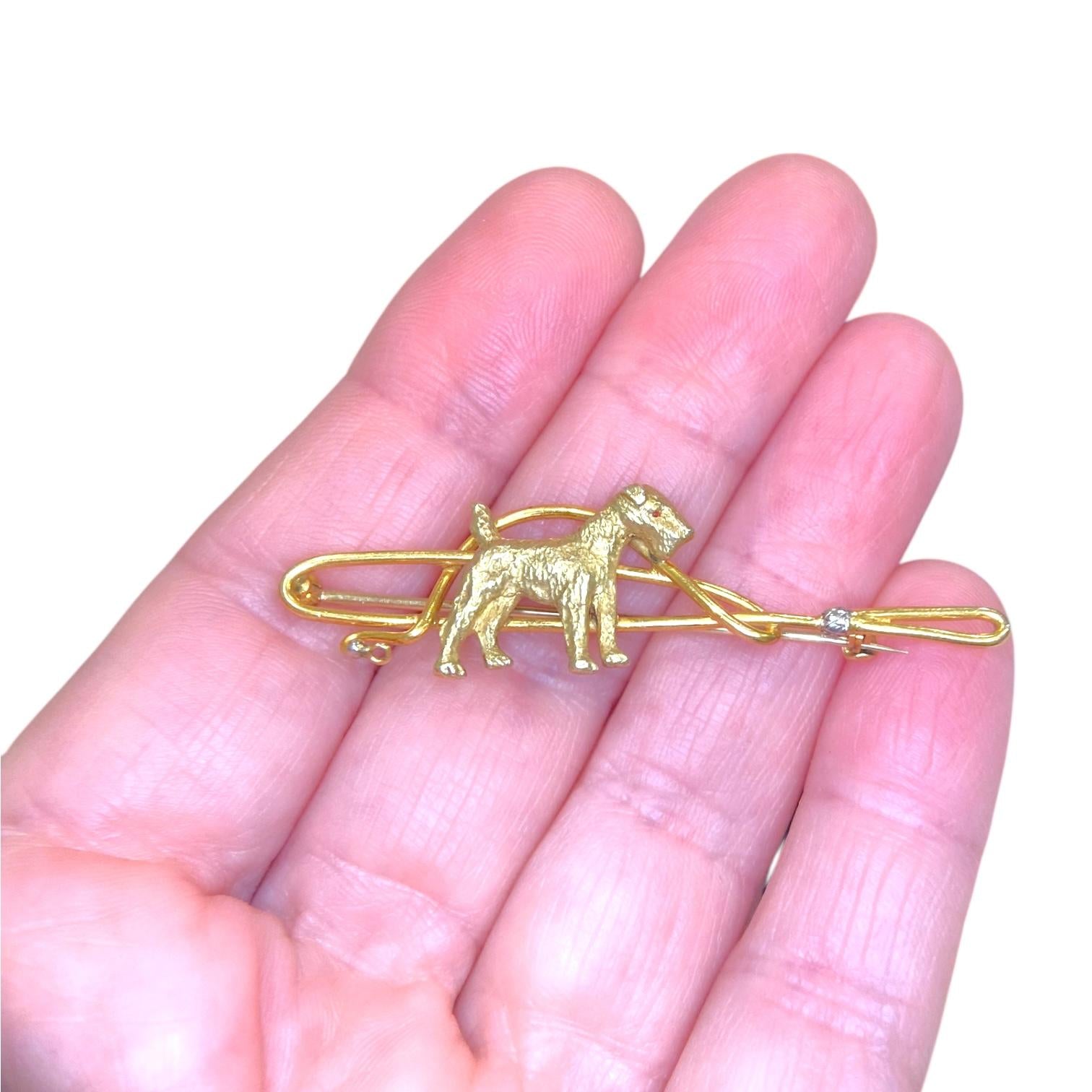 Vintage 14K Terrier with Leash Dog Pin
