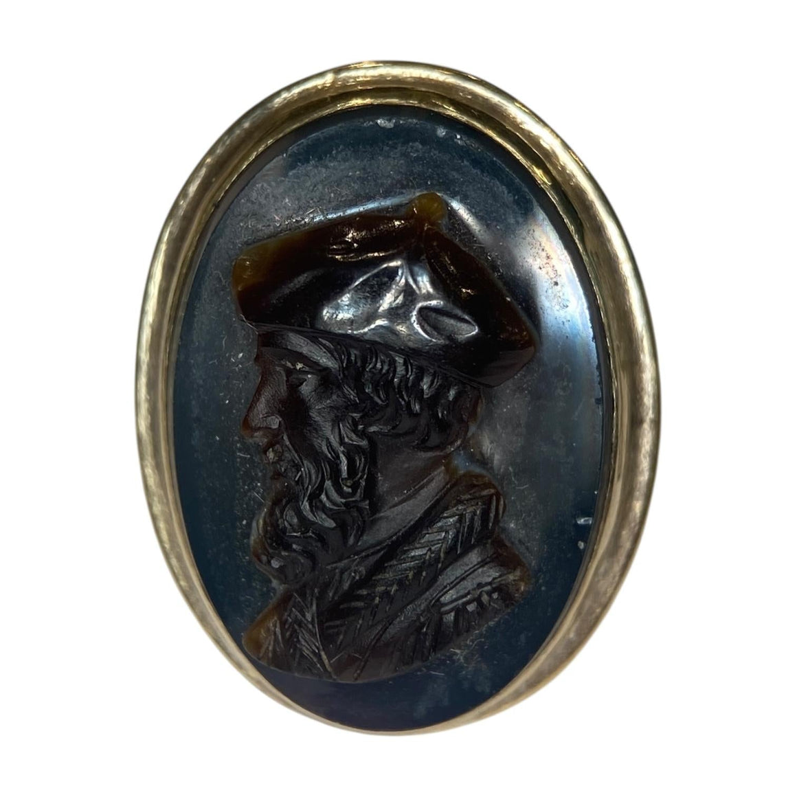 Antique 14K Gold Agate Cameo Ring