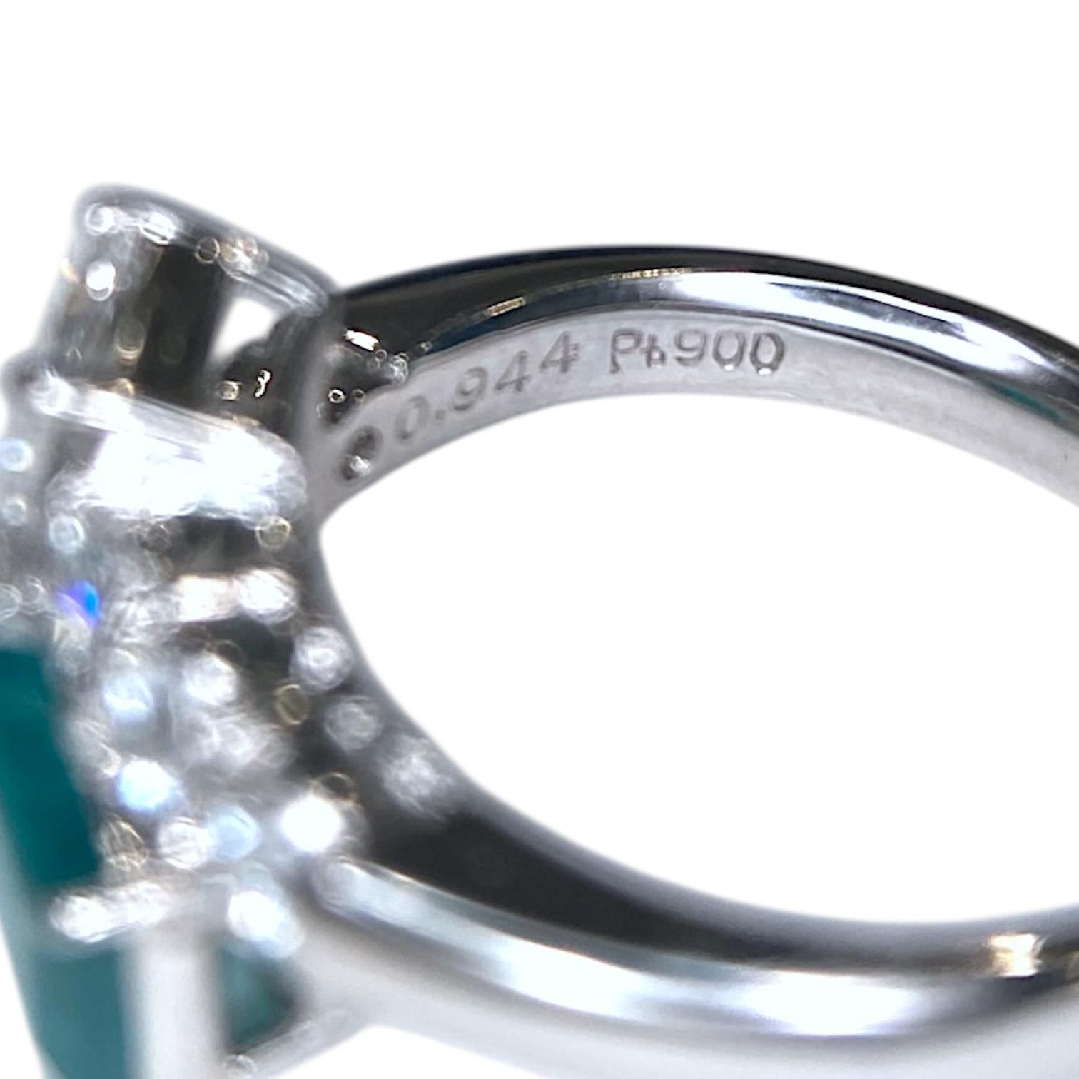 Platinum Emerald and Diamond Toi et Moi Ring