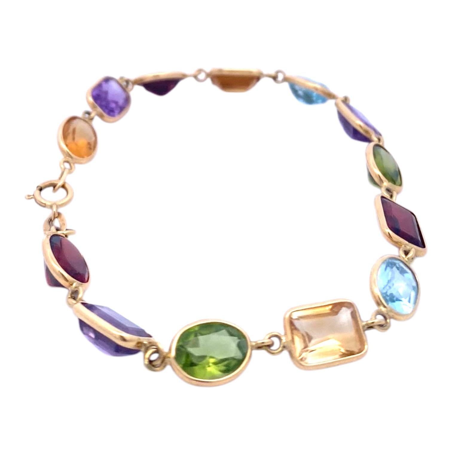 Vintage 18K Gold Multi Gemstone Bracelet