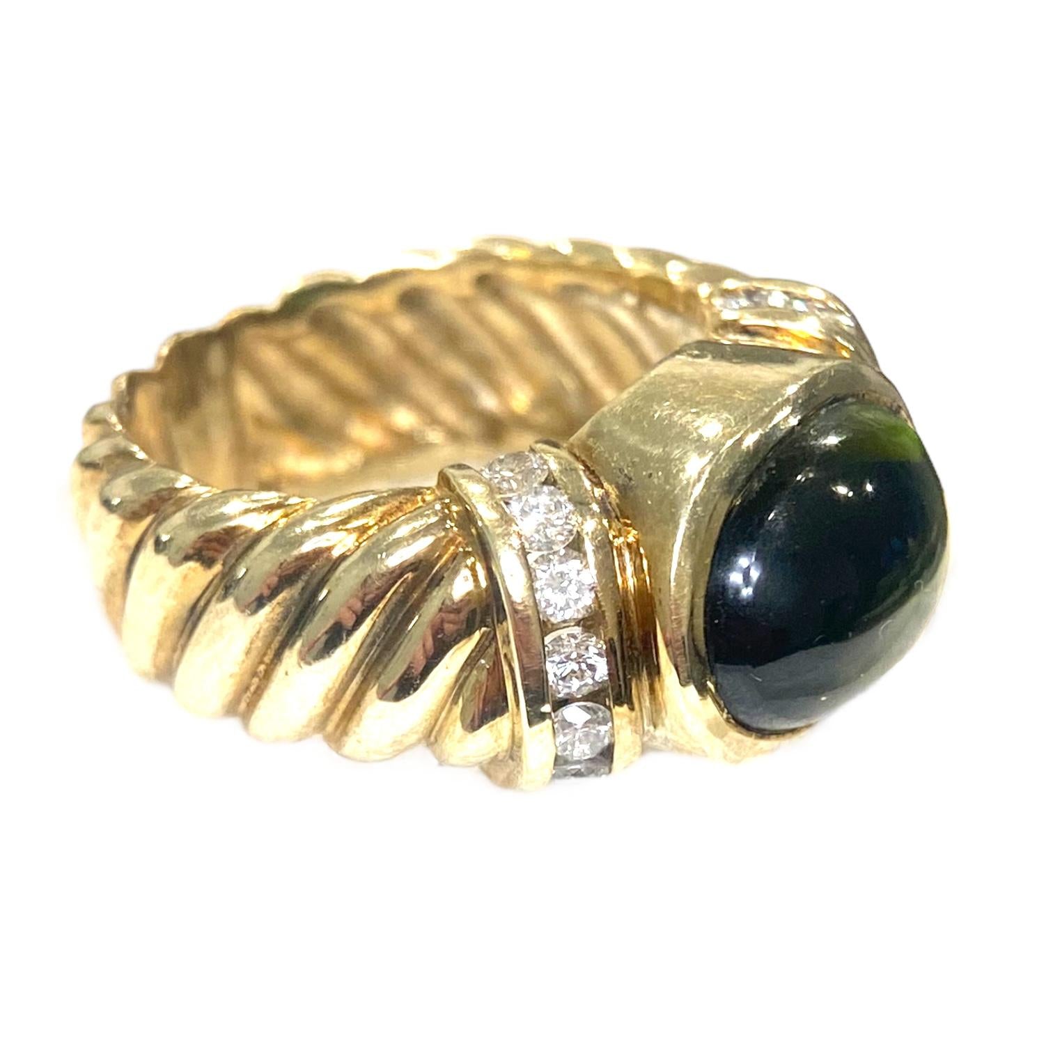 Vintage 14K Green Tourmaline Diamond Earrings