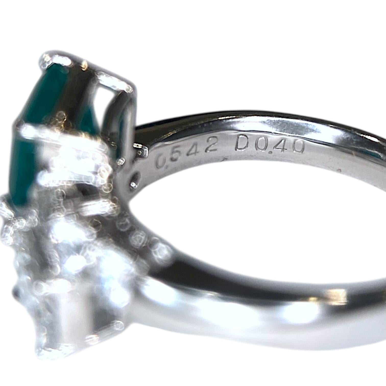 Platinum Emerald and Diamond Toi et Moi Ring