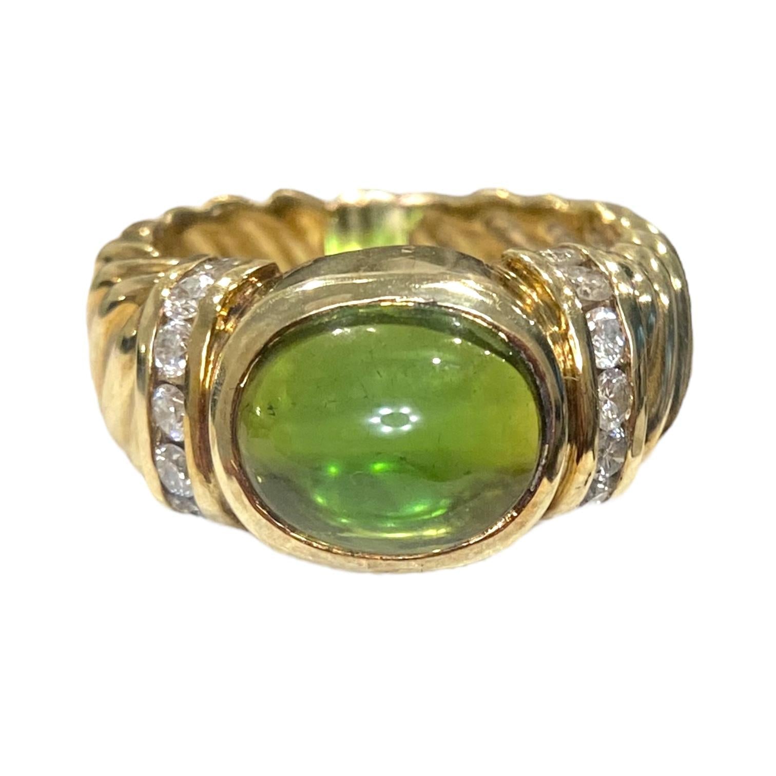 Vintage 14K Green Tourmaline Diamond Earrings