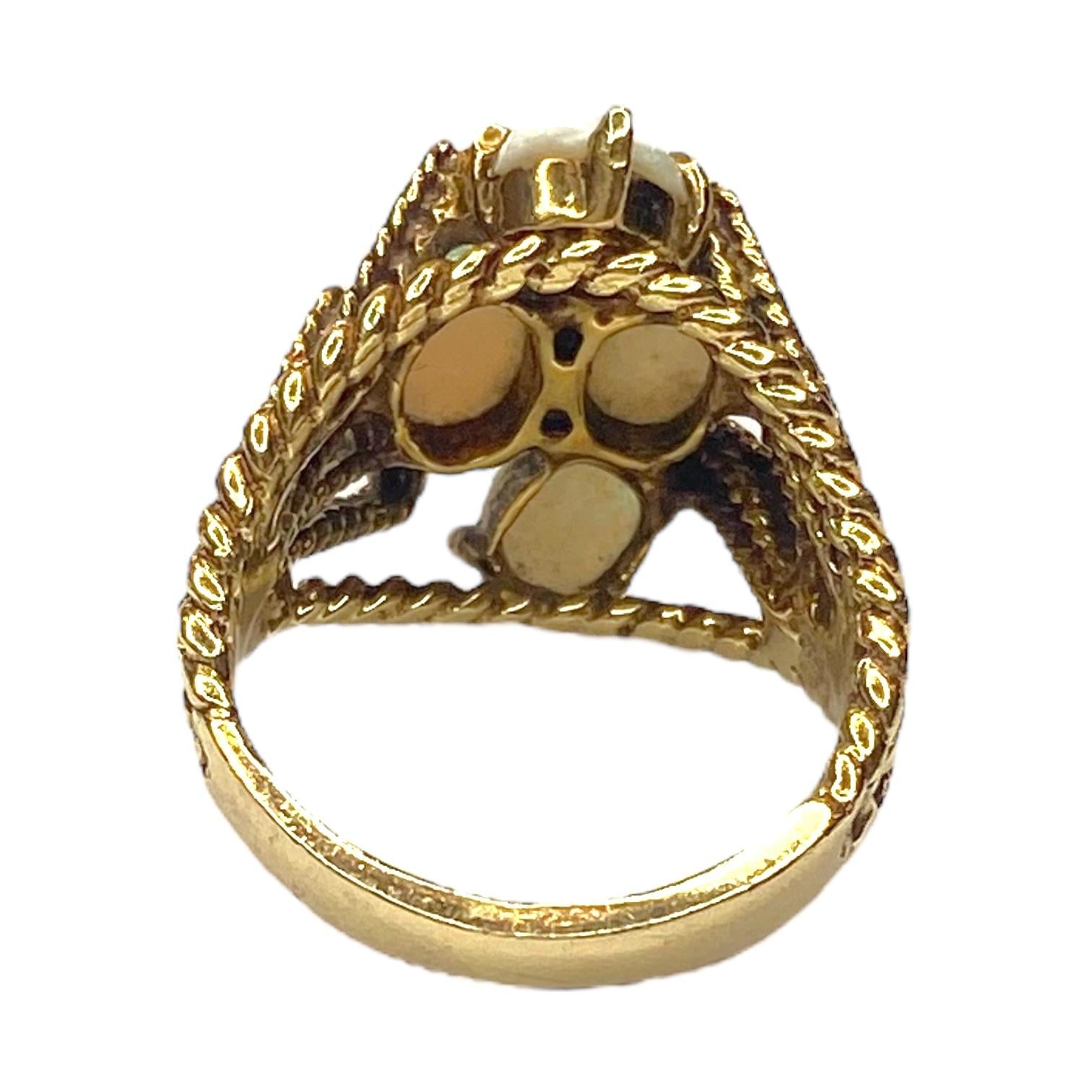 Vintage 14K Gold Opal Cluster Ring
