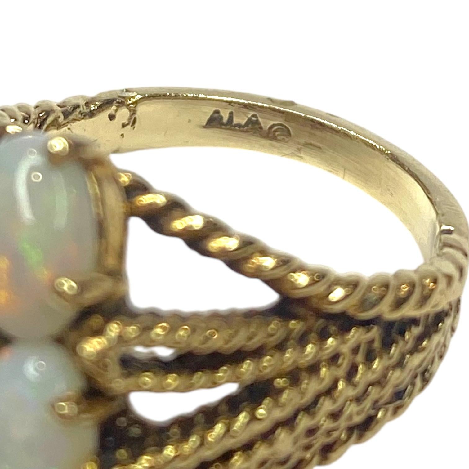 Vintage 14K Gold Opal Cluster Ring