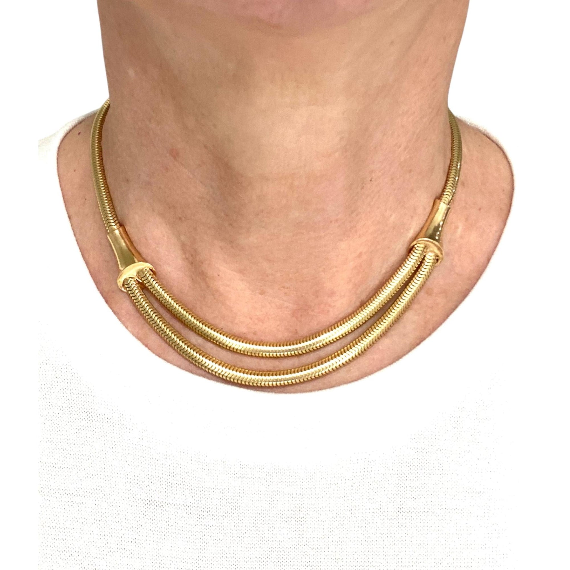 Retro 14K Festoon Snake Chain Necklace