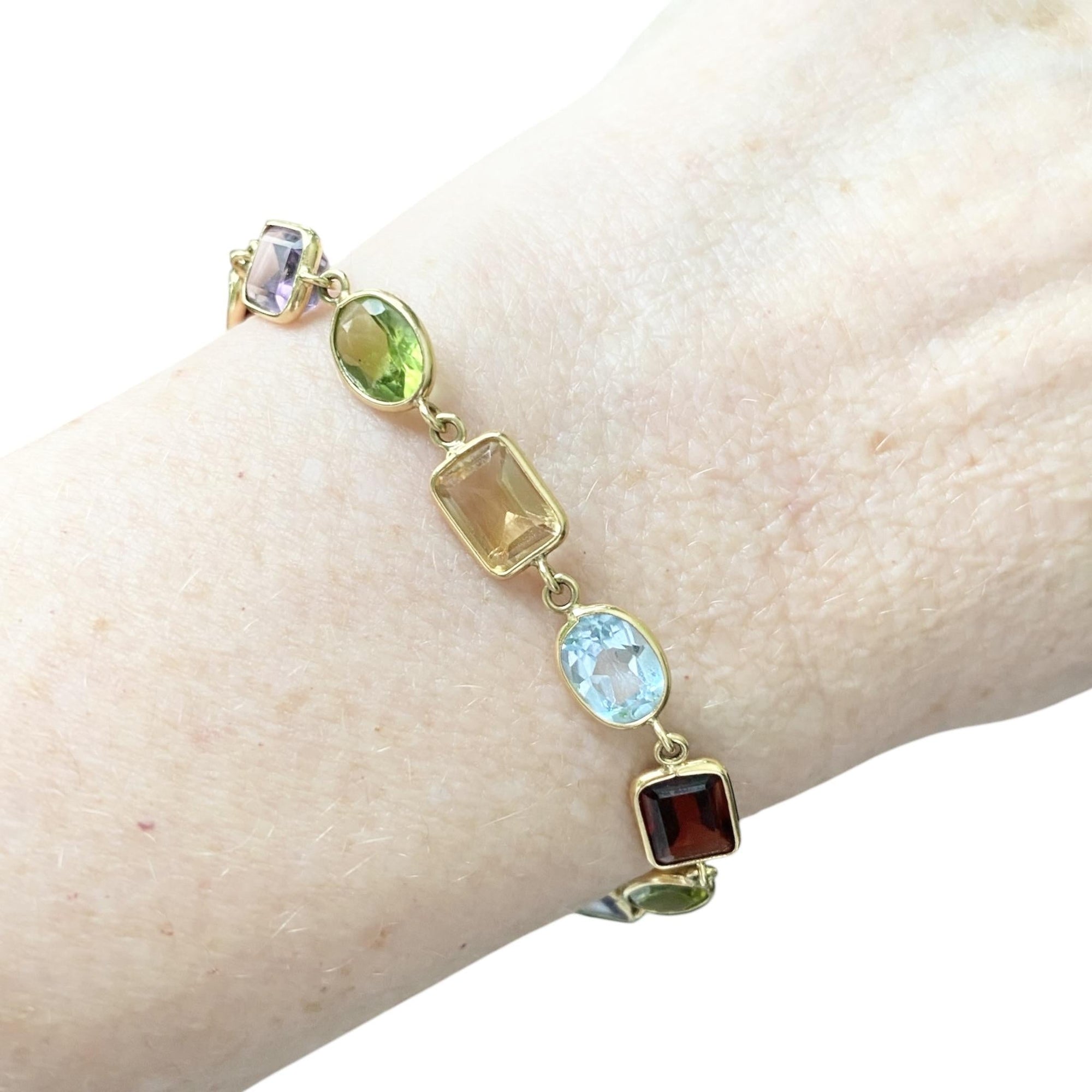 Vintage 18K Gold Multi Gemstone Bracelet