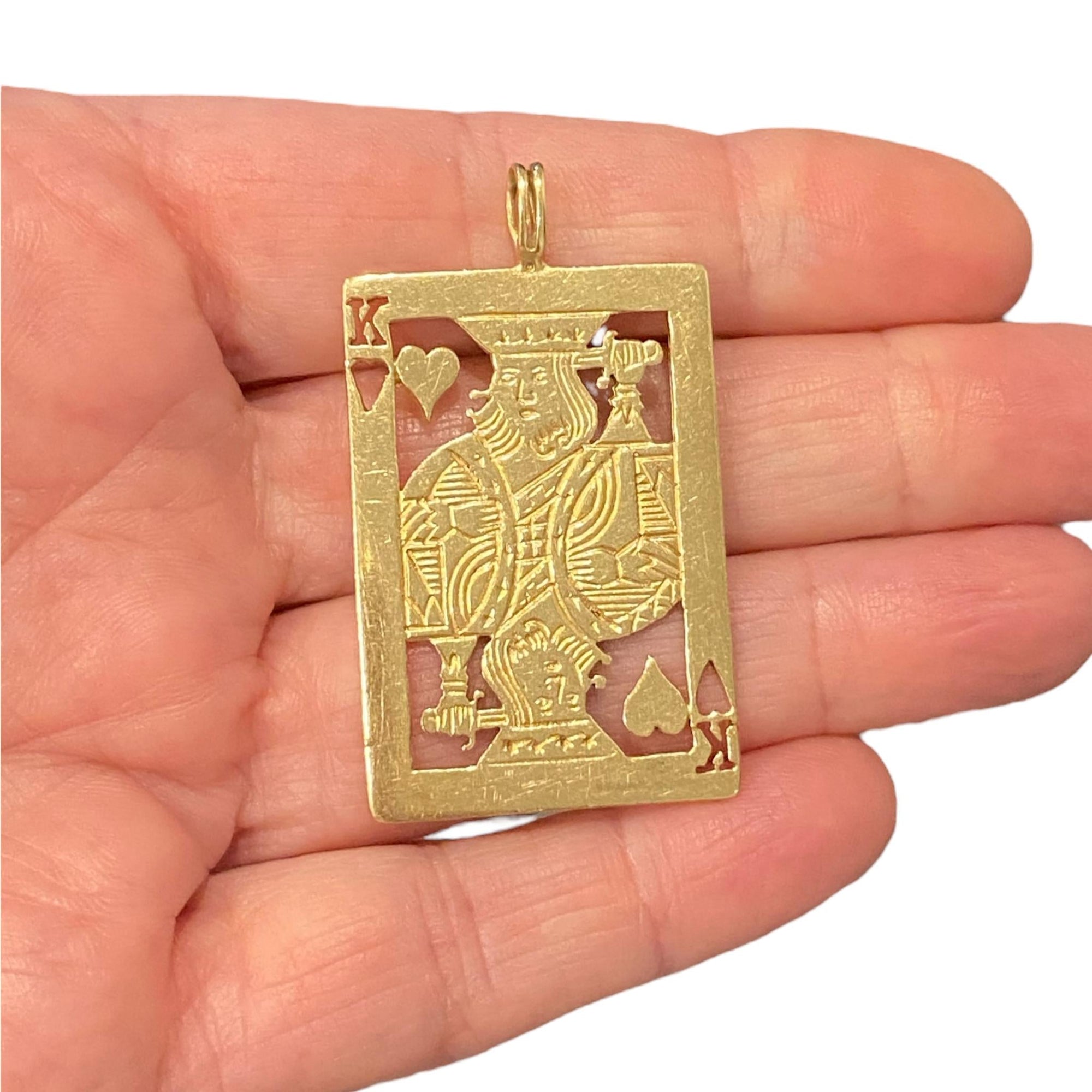 Vintage 14K Yellow Gold Large King of Hearts Pendant