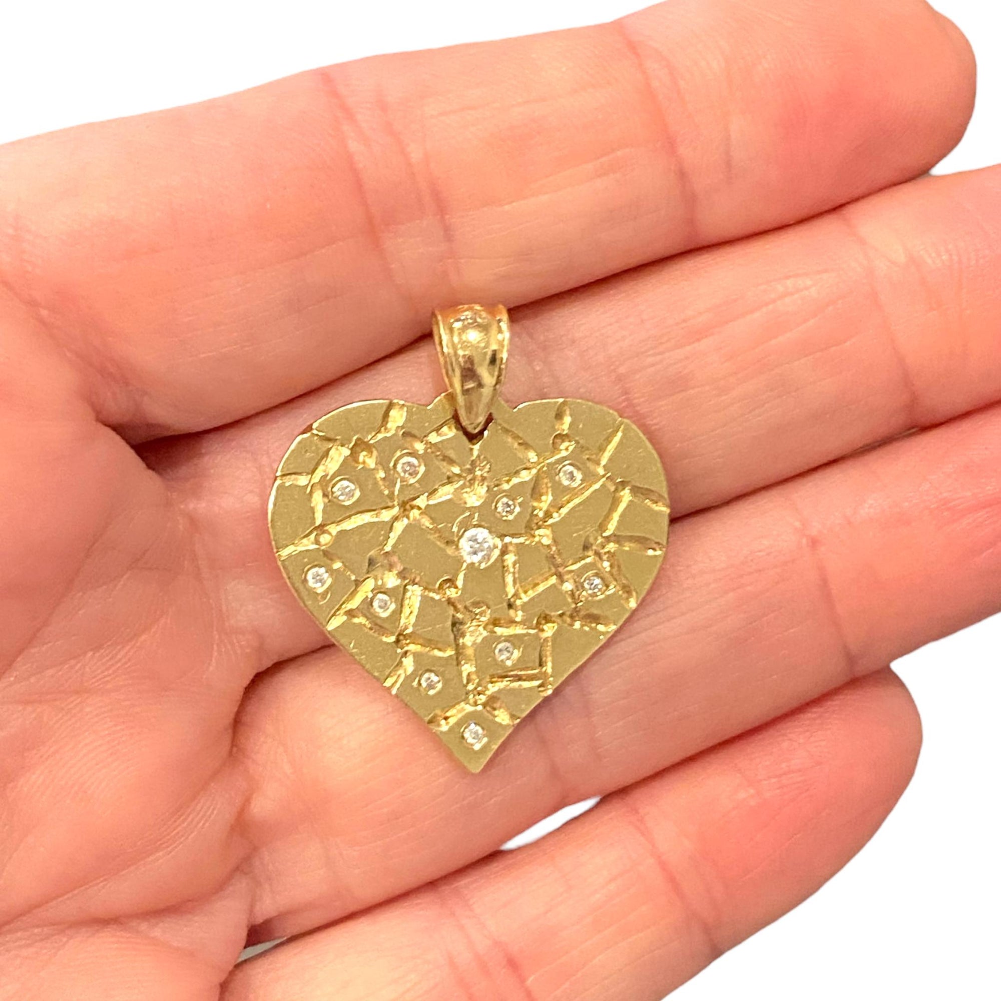 Vintage 14K Gold Diamond Heart Pendant