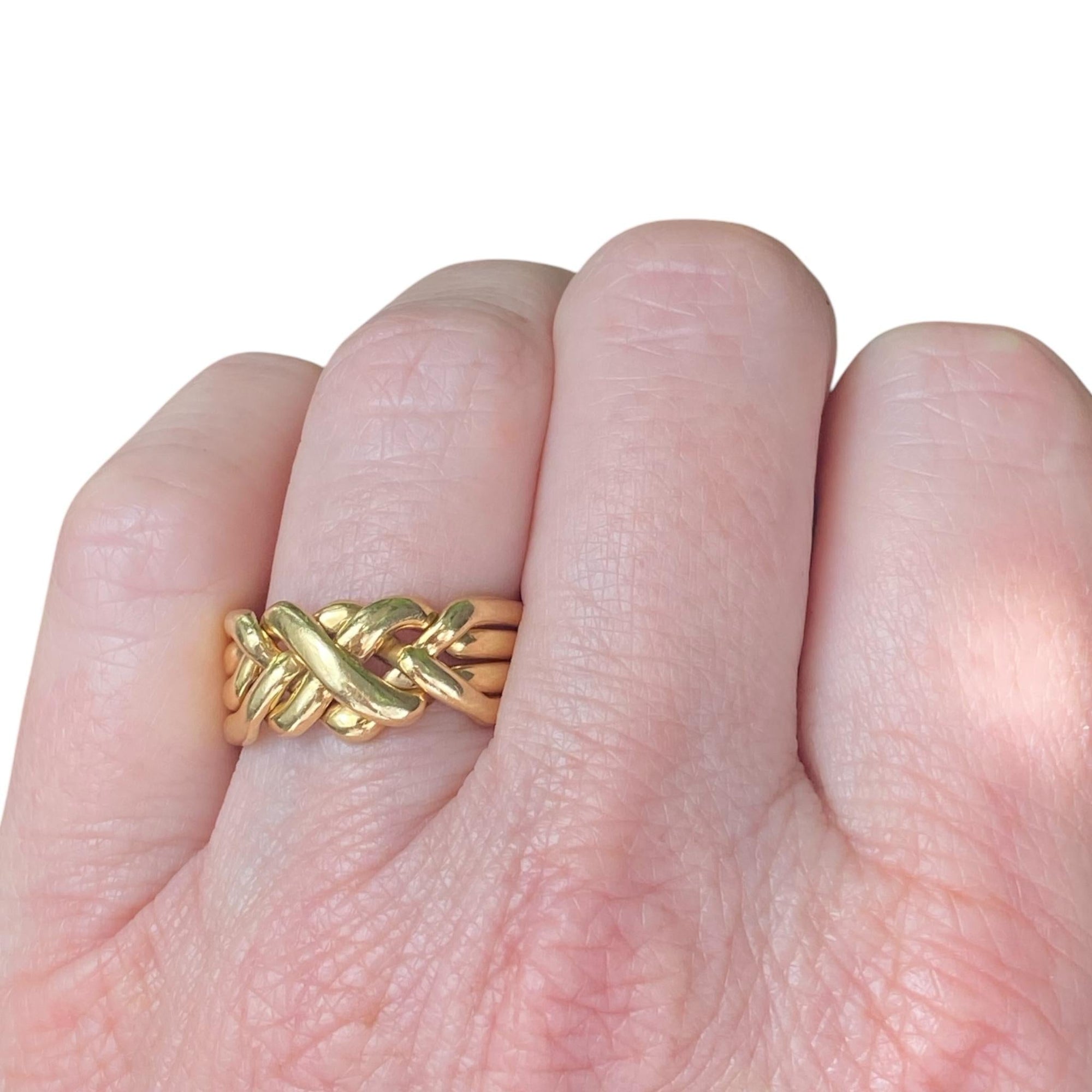 Vintage 18K Yellow Gold Puzzle Ring Size 7