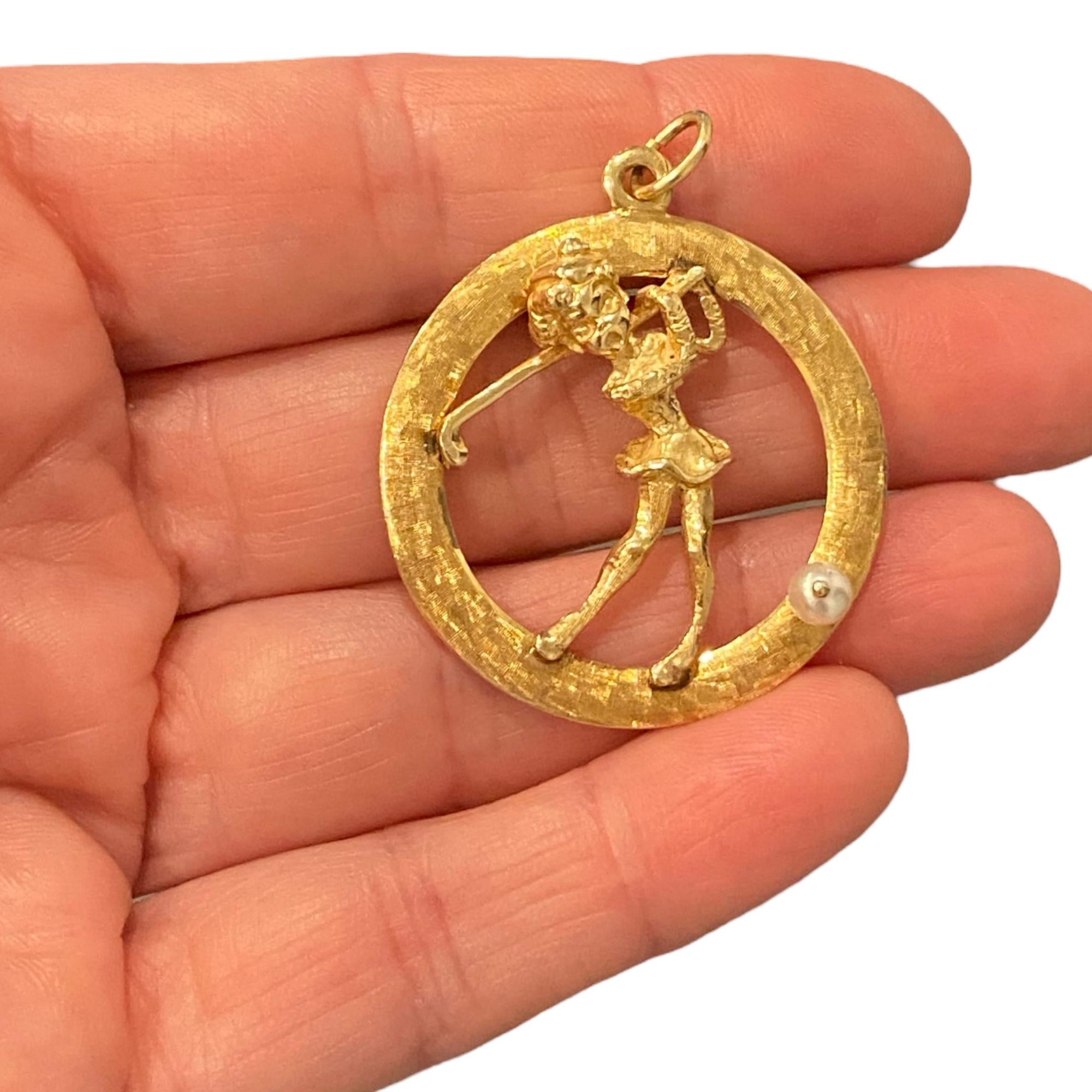 Vintage 14K Gold Golfer Charm Pendant