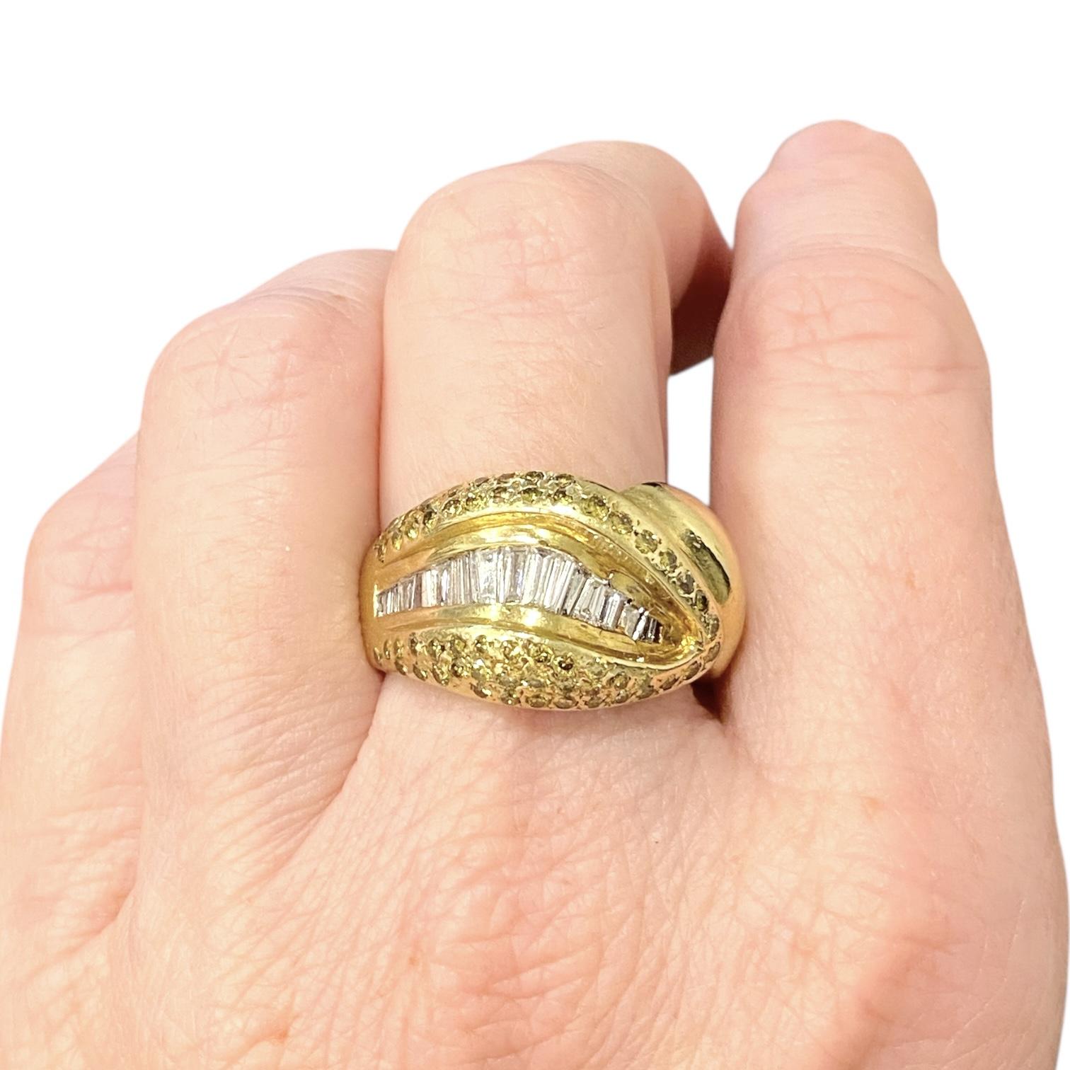 Vintage 18K Gold Snake Style Yellow and White Diamond Ring