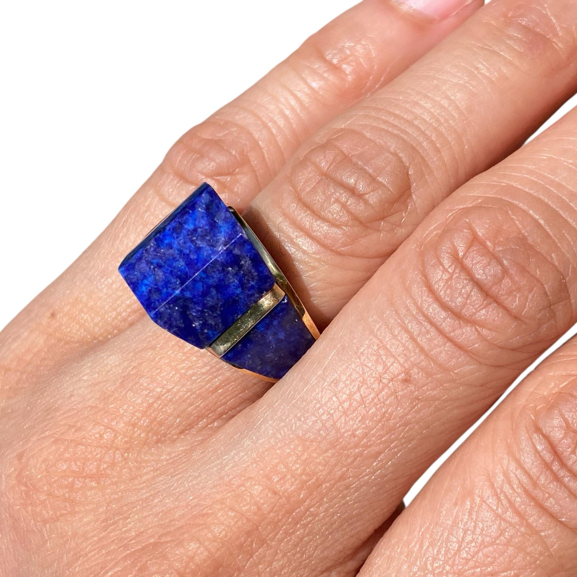 Mid-Century Design 14K Lapis Lazuli Ring