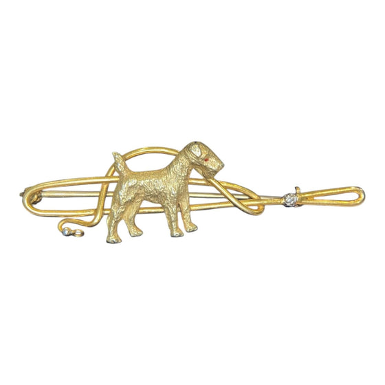 Vintage 14K Terrier with Leash Dog Pin