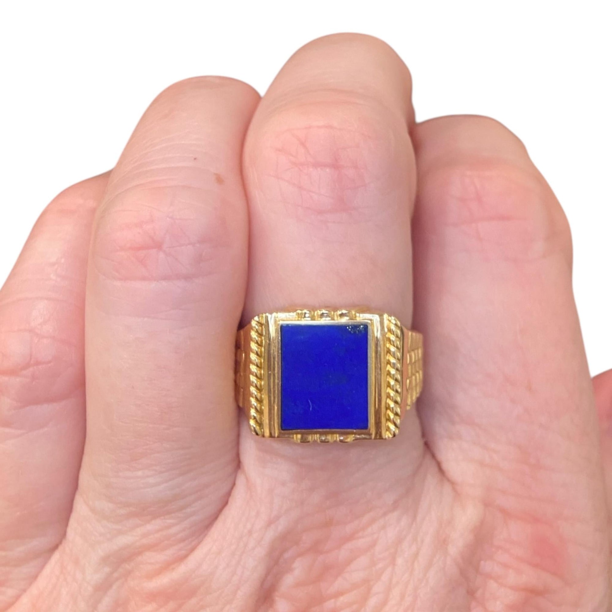 Vintage 18K Yellow Gold Lapis Lazuli Signet Ring