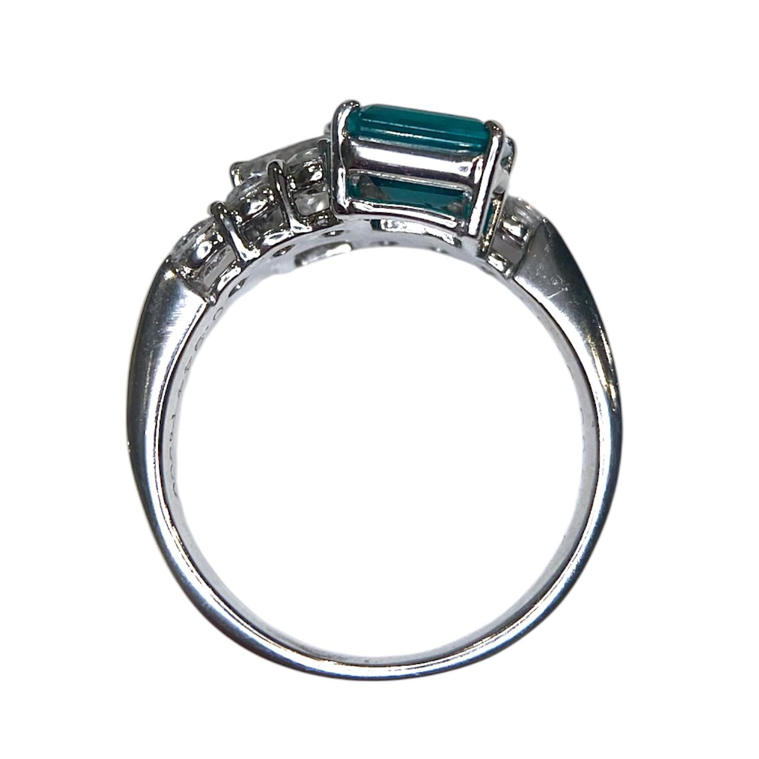 Platinum Emerald and Diamond Toi et Moi Ring
