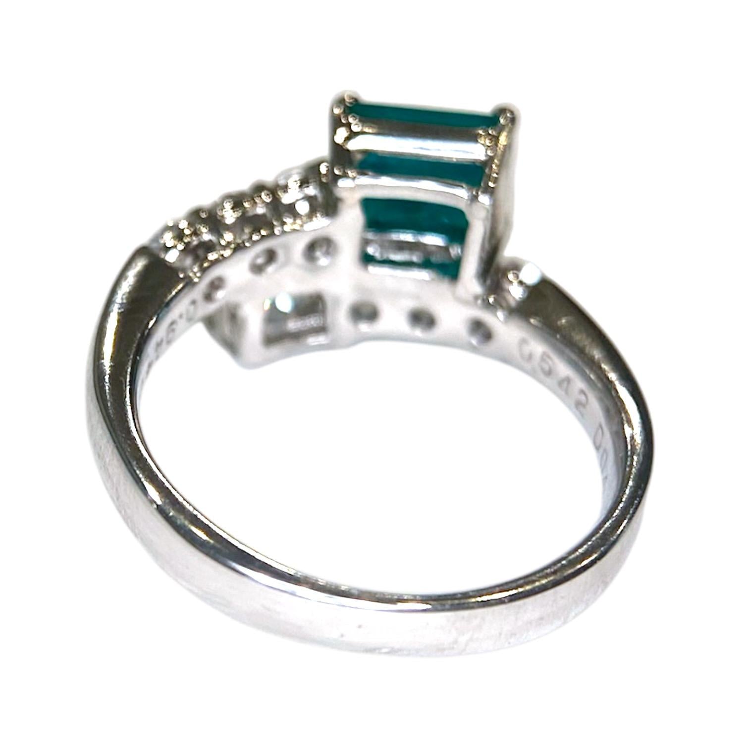 Platinum Emerald and Diamond Toi et Moi Ring