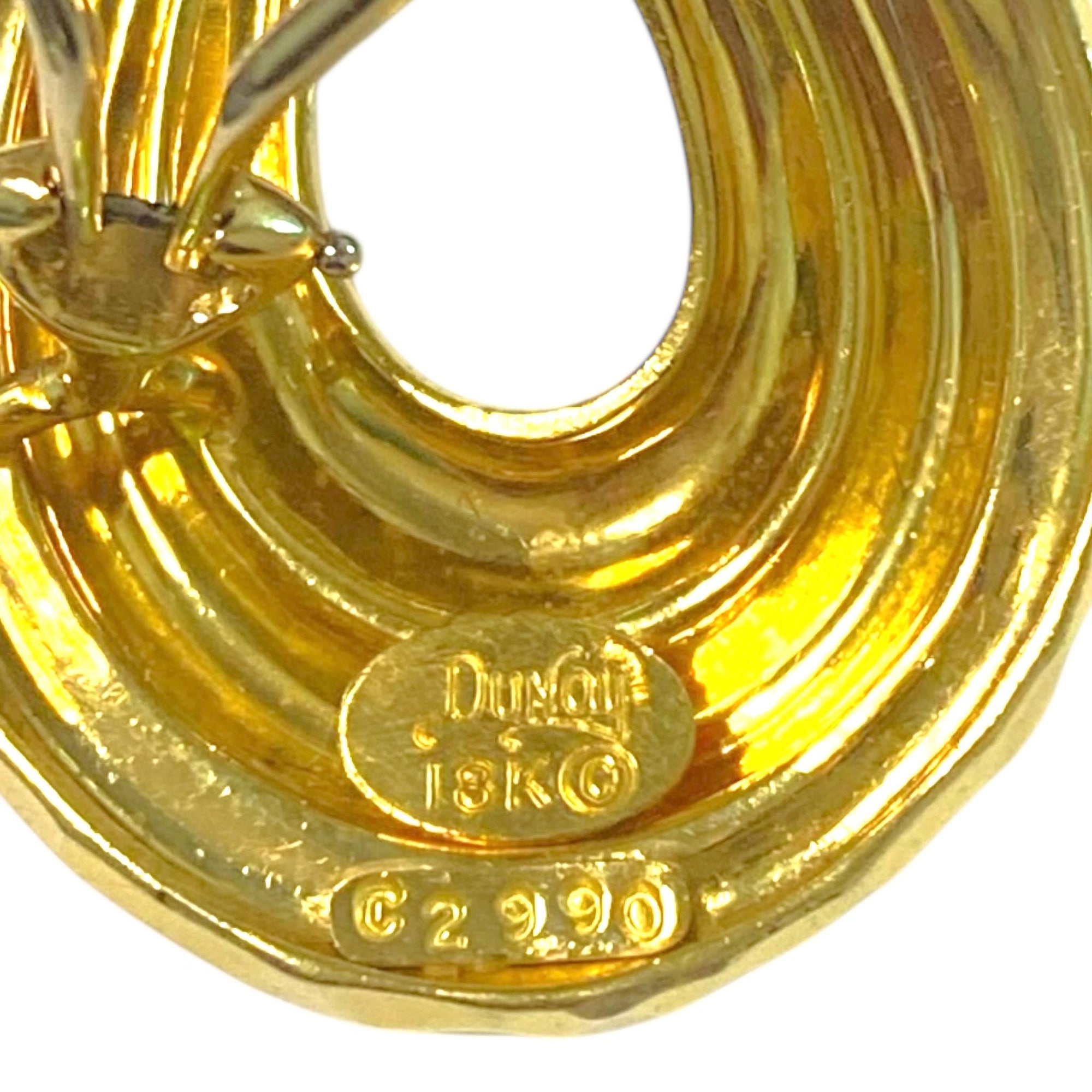 HENRY DUNAY New York 18K Gold Faceted Hoops Earrings