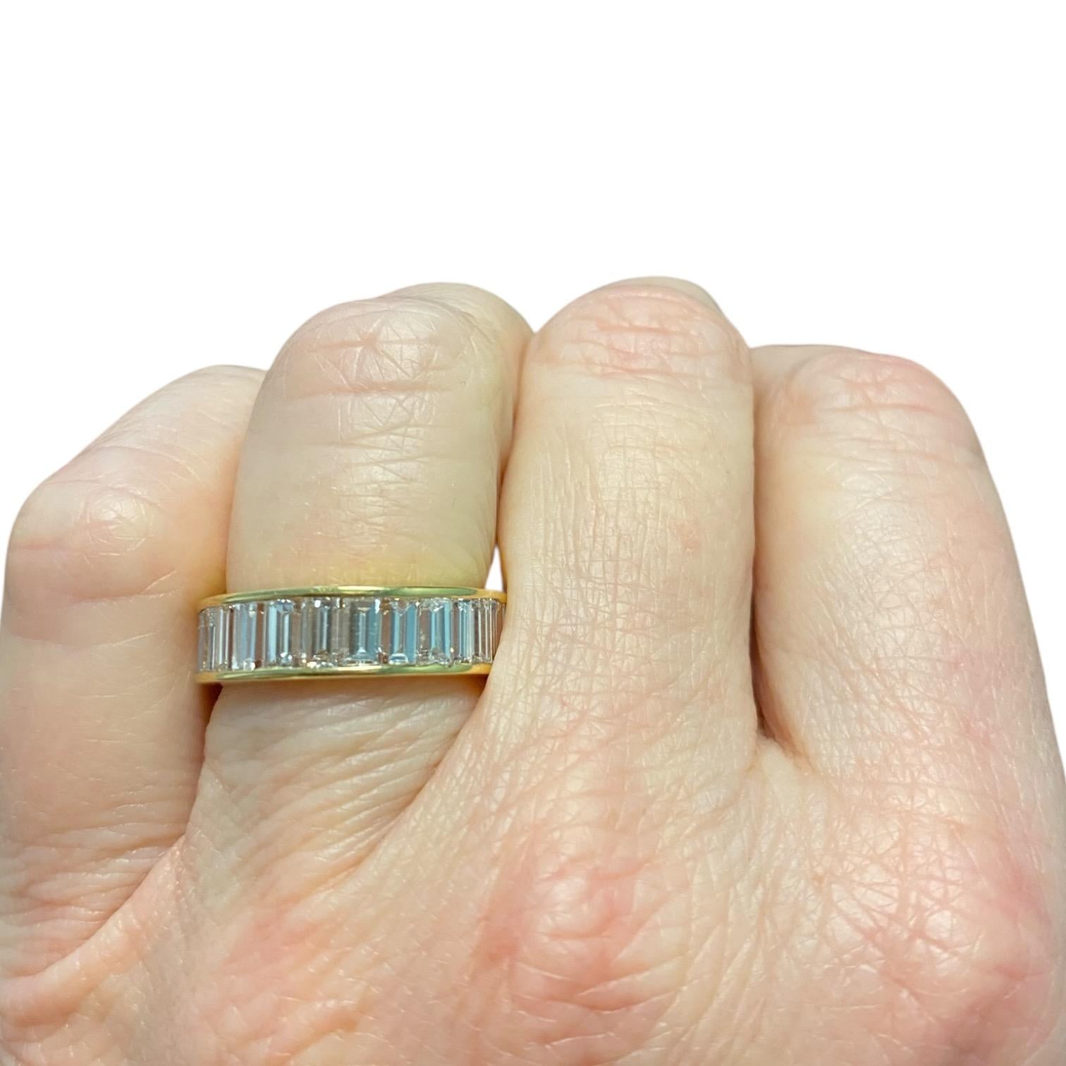 Vintage 18K Yellow Gold Baguette Cut Diamond Eternity Band