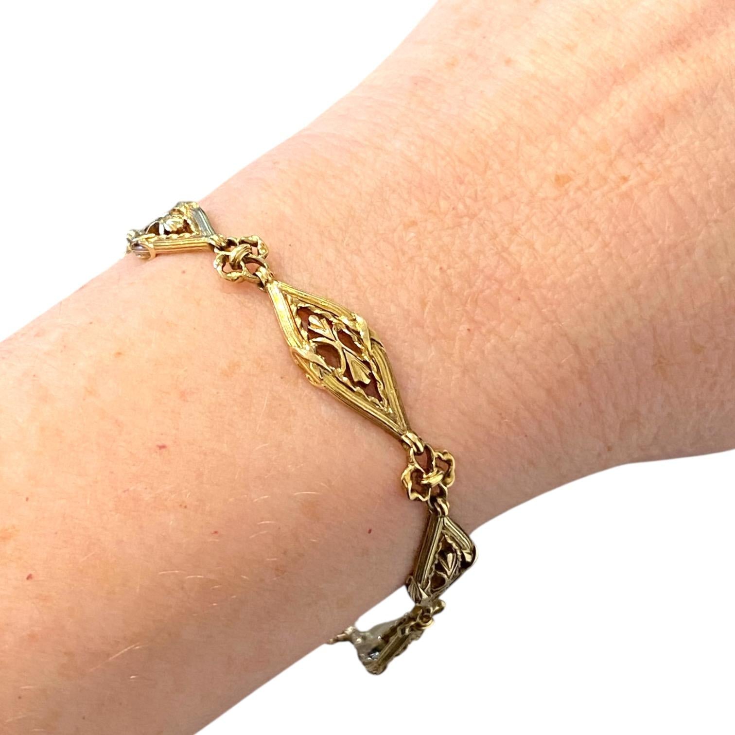 Antique French Art Noouveau 18K Yellow Gold Bracelet