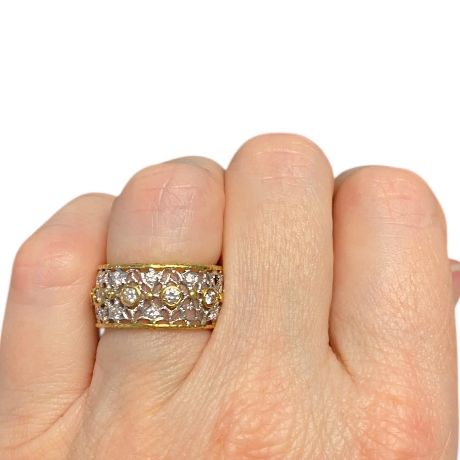 Vintage 18K Lace Design Diamond Band Ring