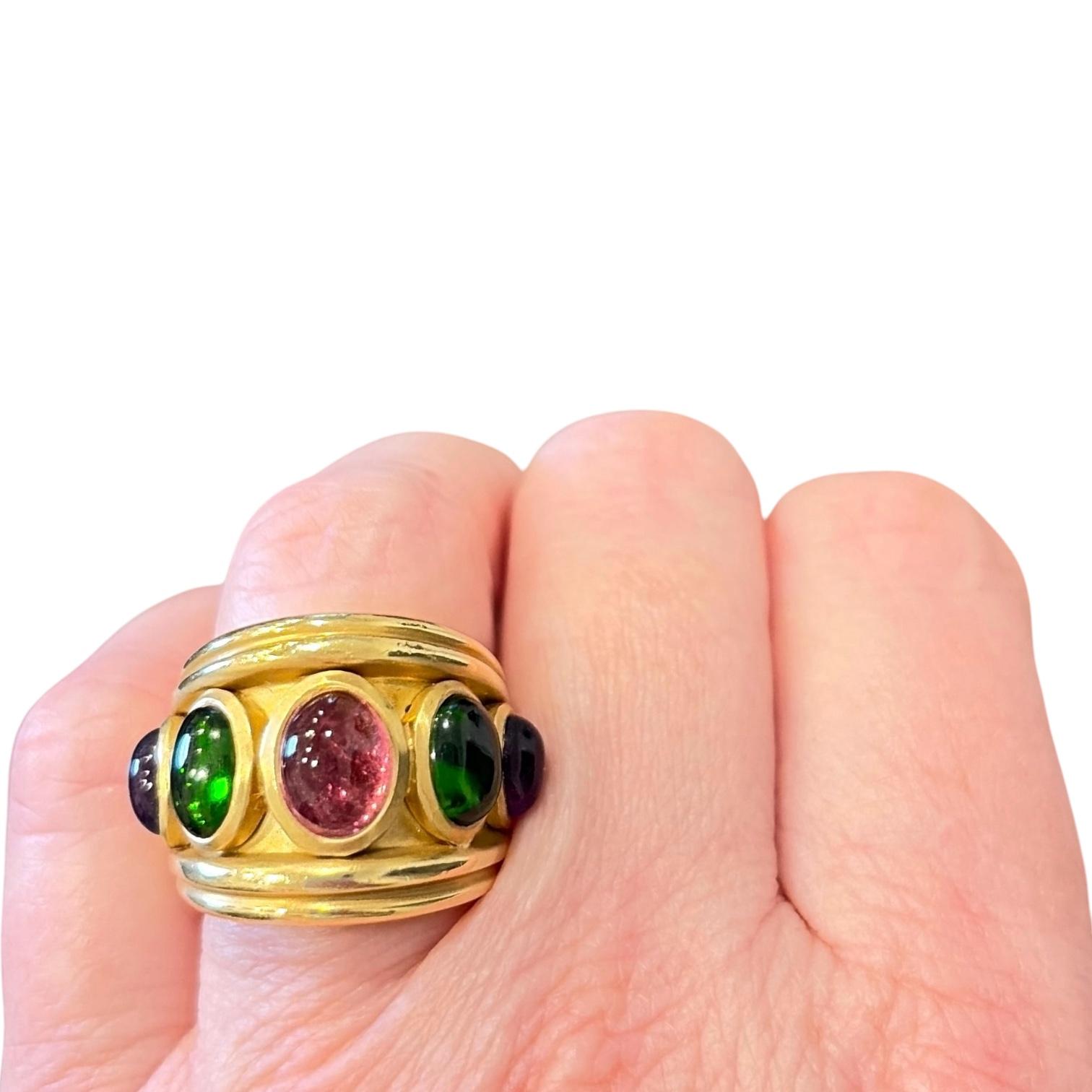 Seidengang 18K Diopside Amethyst & Tourmaline Ring
