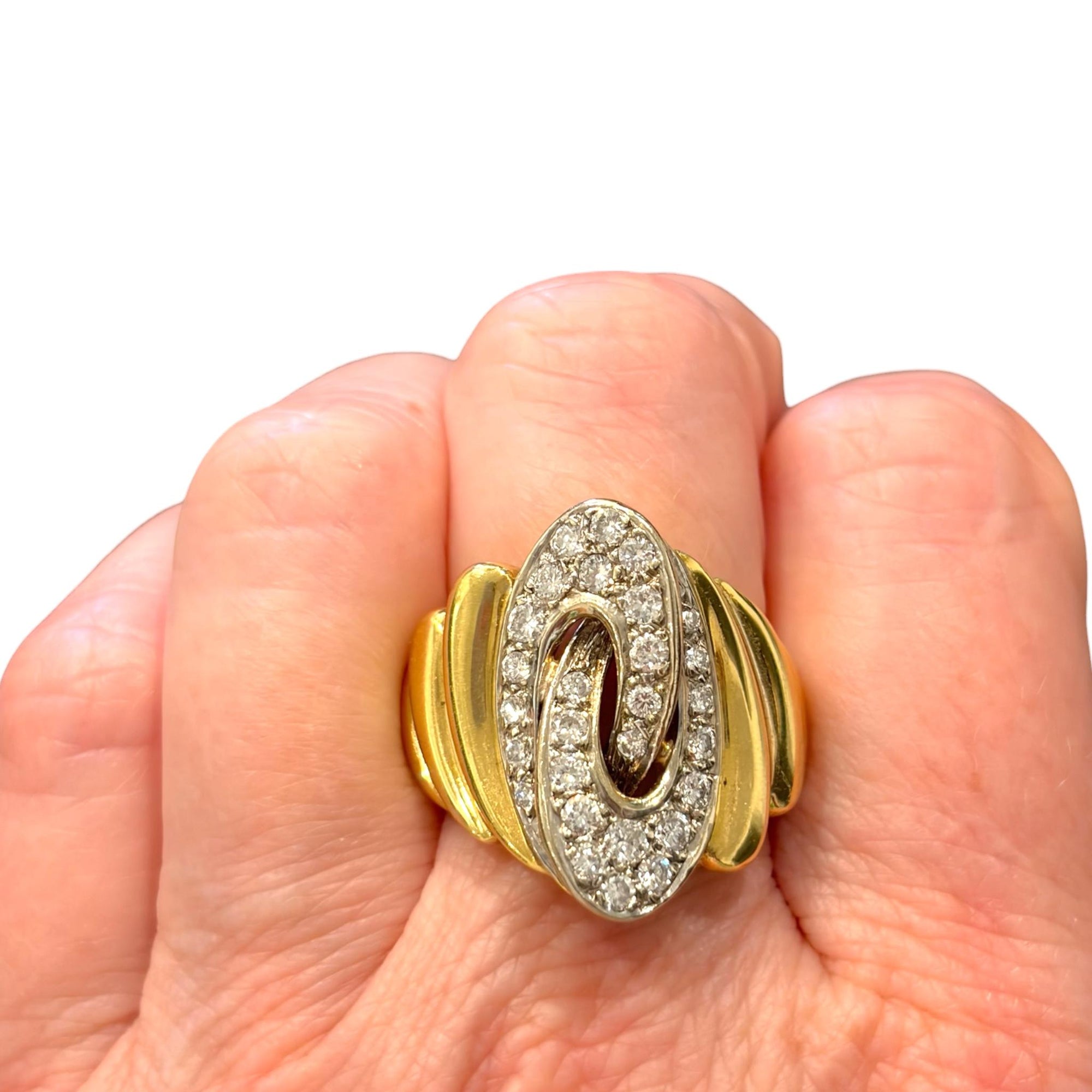 Vintage 18K Gold Diamond Cocktail Ring