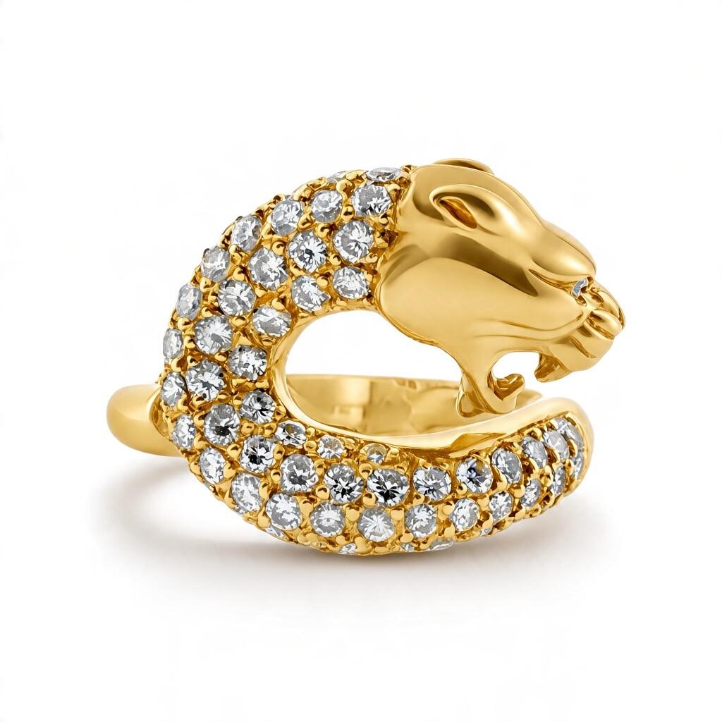 Carrera y Carrera 18K Gold Pave Diamond Panther Ring