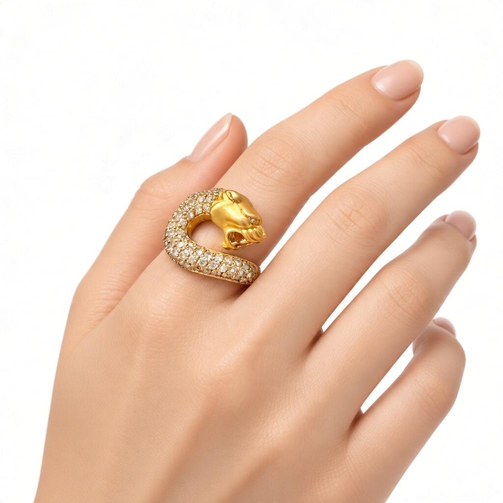 Carrera y Carrera 18K Gold Pave Diamond Panther Ring