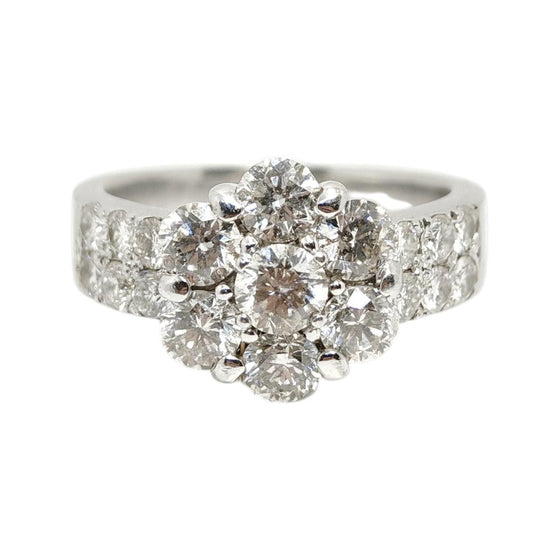 Vintage 18K White Gold Diamond Floret Ring