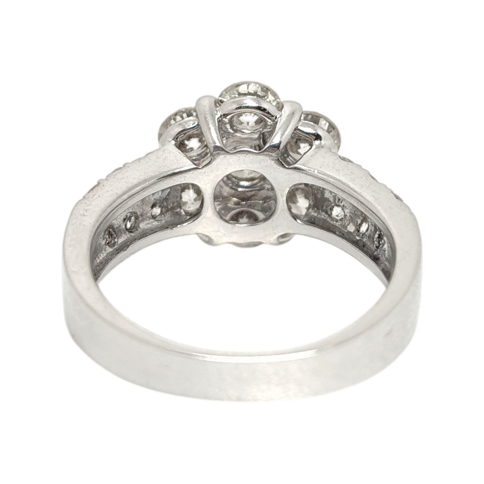 Vintage 18K White Gold Diamond Floret Ring