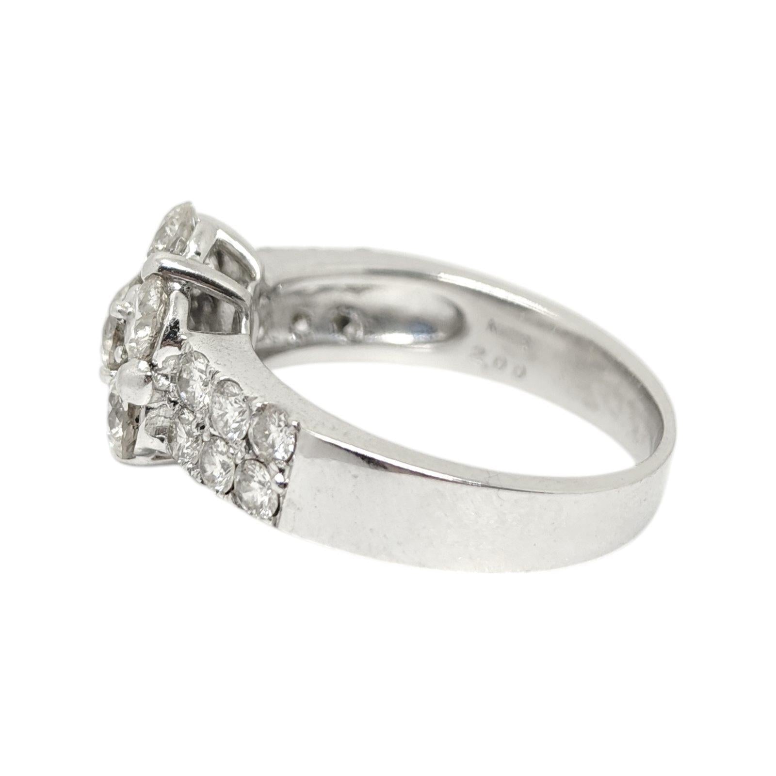 Vintage 18K White Gold Diamond Floret Ring