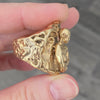 Vintage Hand Crafted 14K Yellow Gold Aquarius Zodiac Ring